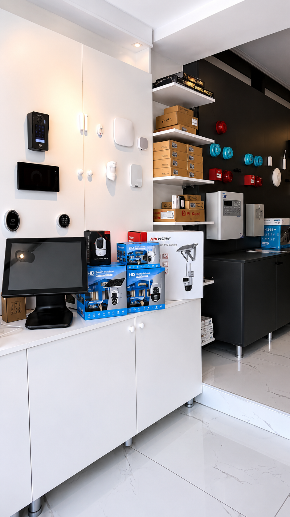 SKYNET Teknoloji Bodrum mağazasında kamera ve güvenlik sistemleri showroomu